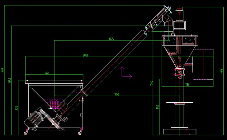 drawing for powder filling machine automatic doldurma maşınları üçün cərgədə iki.jpg